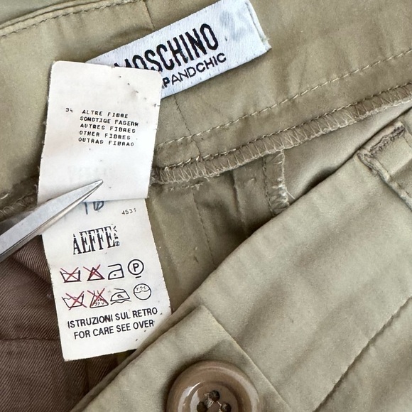 Moschino Cheapandchic | Khaki Straight Leg Pants Front Pleat Low Rise Button Zip - Picture 8 of 10